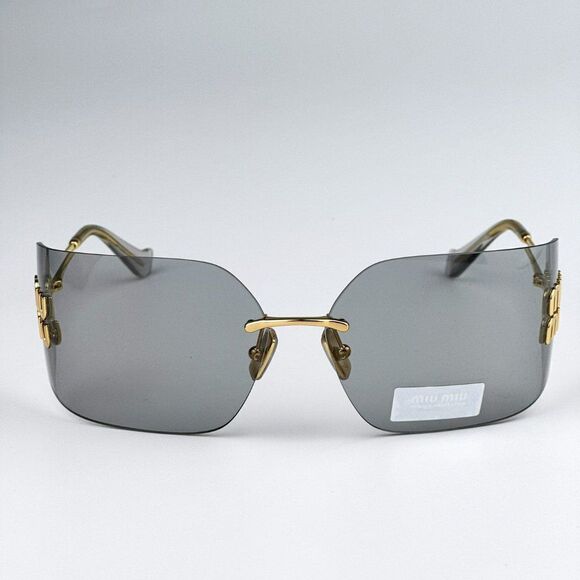 NEW Miu Miu MU54YS 5AK30B Gold Light Grey Wraparound Rimless Women Sunglasses main image 13